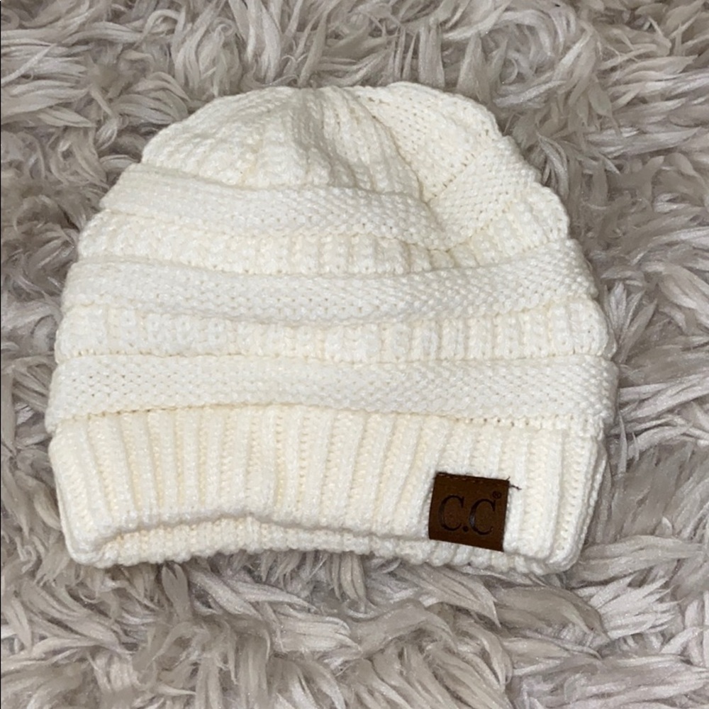 Knitted white C.C beanie